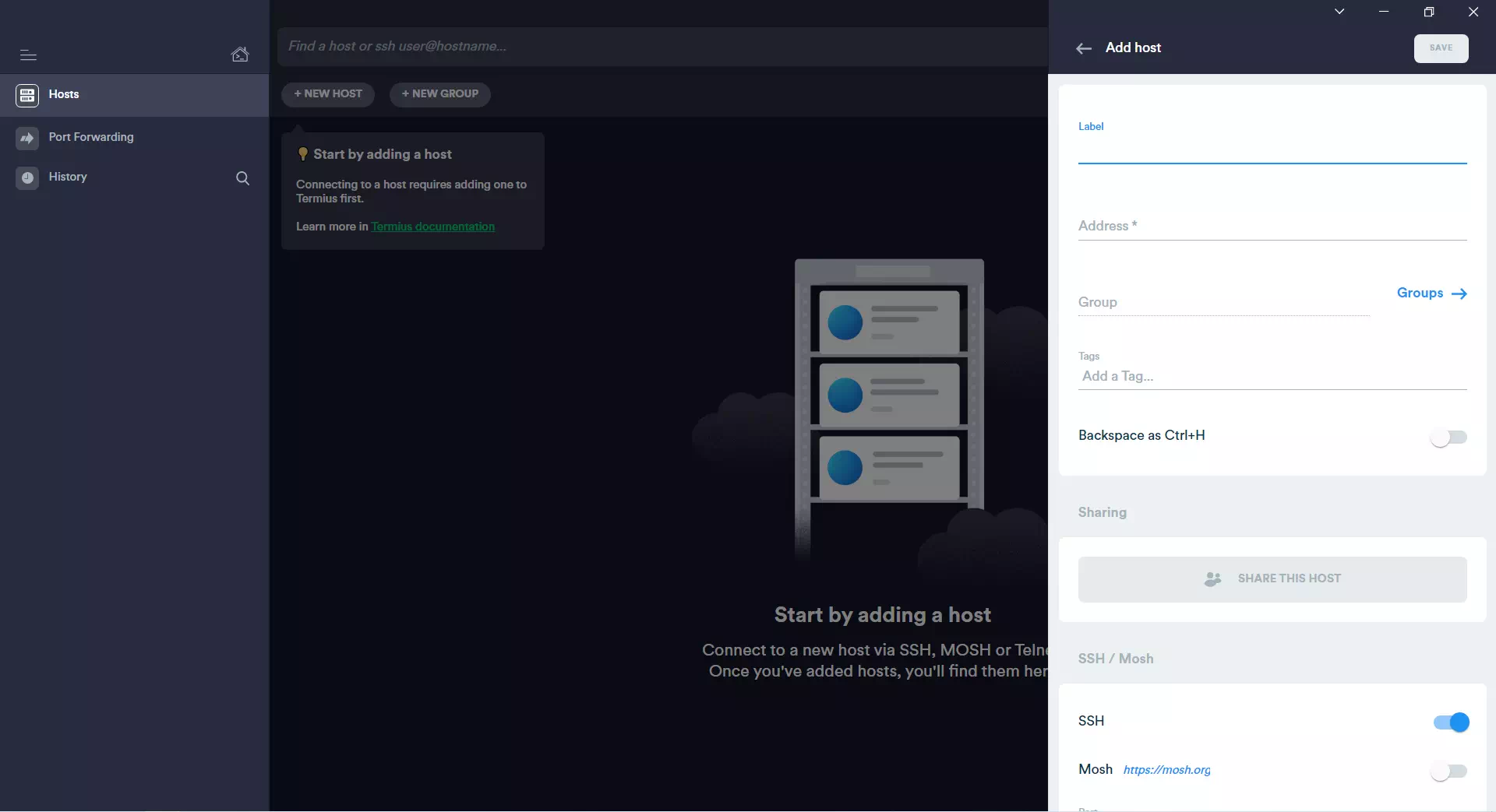 信息页面一 Termius for Windows使用教程